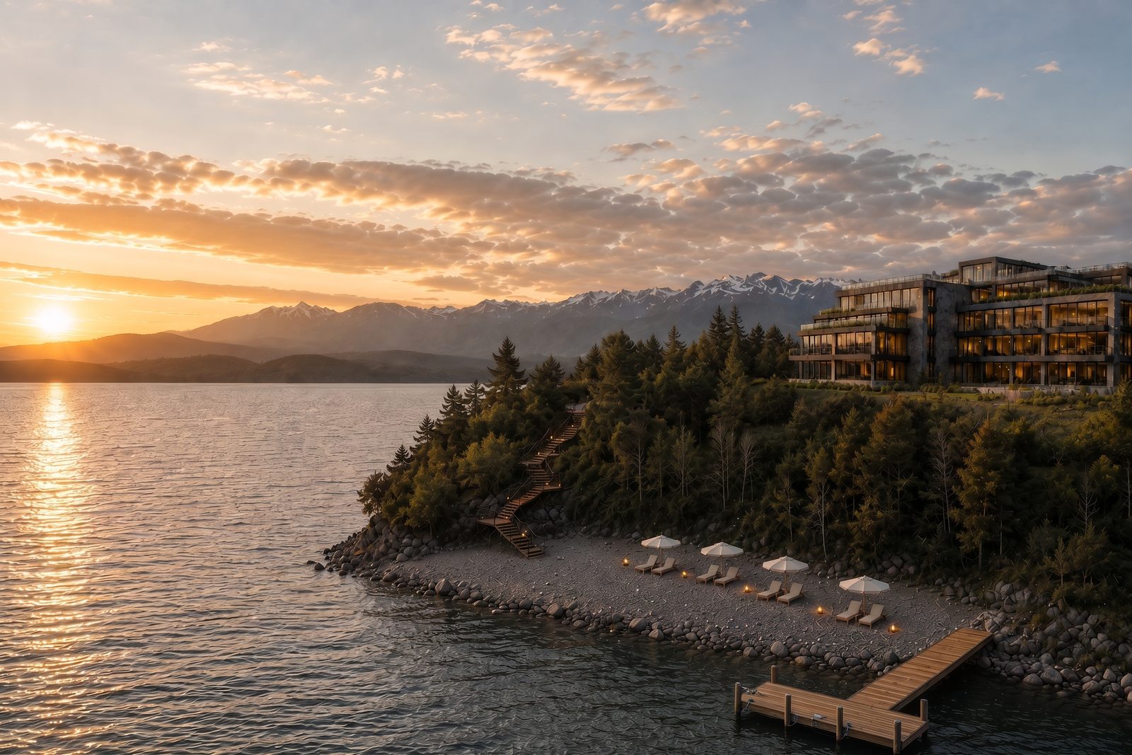 Acceso privado a la playa sobre el Nahuel Huapi